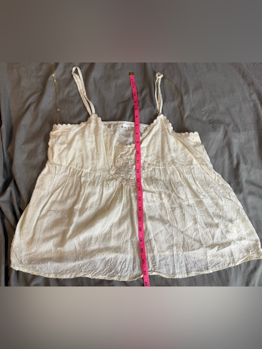 Light Cream Eyelet Lace Camisole Tank with Adjustable Straps
